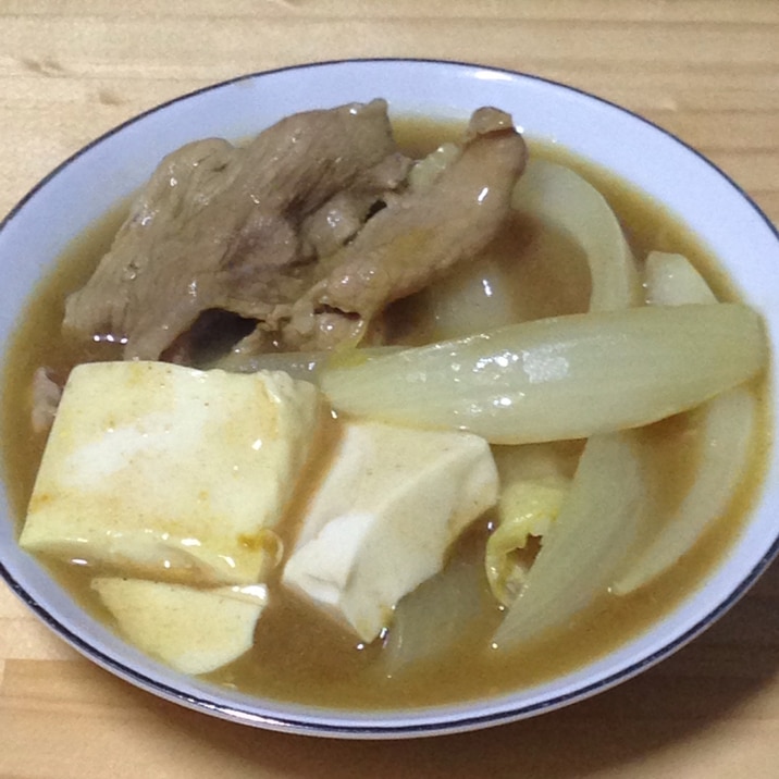 新玉ねぎdeカレー肉豆腐♪